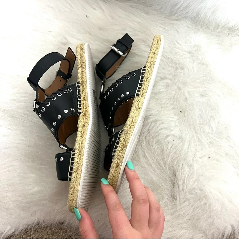 See by Chloe Yuna Espadrille Woven Studded Leather Sandals - Picture 5 of 11